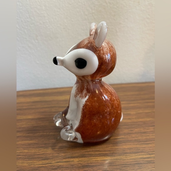 Heavy glass, fox figurine, paperweight, brown, white - Picture 4 of 7